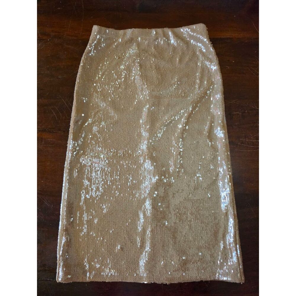 Banana Republic Tan Midi Sequened Skirt M
